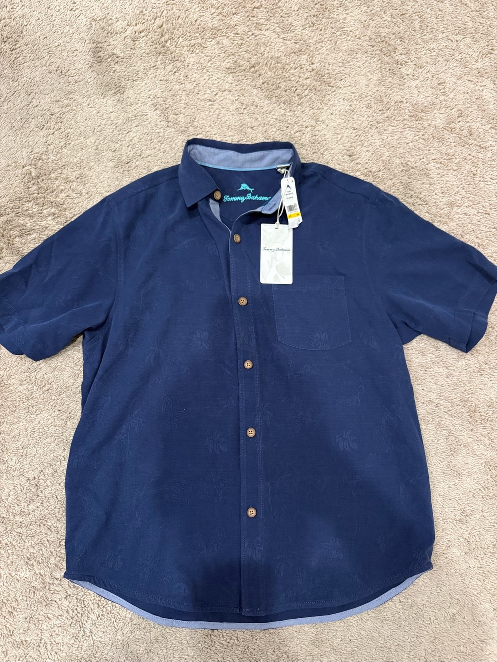 Tommy Bahama Marlin Speed Club Shirt Men’s M Blue 100% Silk Embroidered NWT